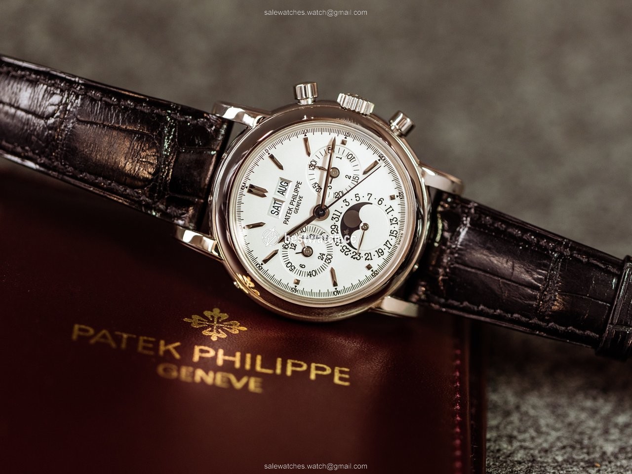 IMG_9086 Patek Philippe Perpetual Calendar Chronograph Mens watch Unisex Manual winding White gold 3970EG-016 3