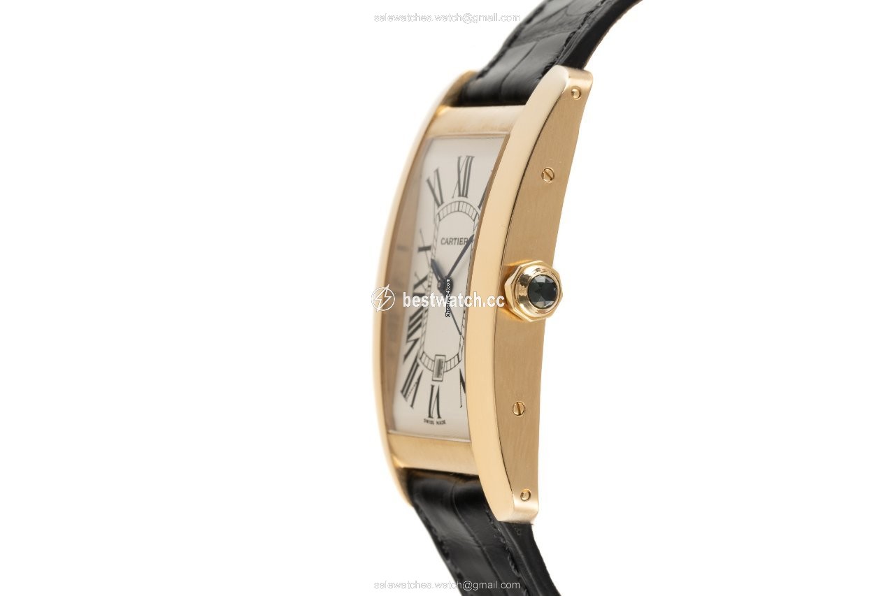 IMG_9086 Cartier Tank Americaine Mens watch Unisex Automatic Yellow gold 2329 3
