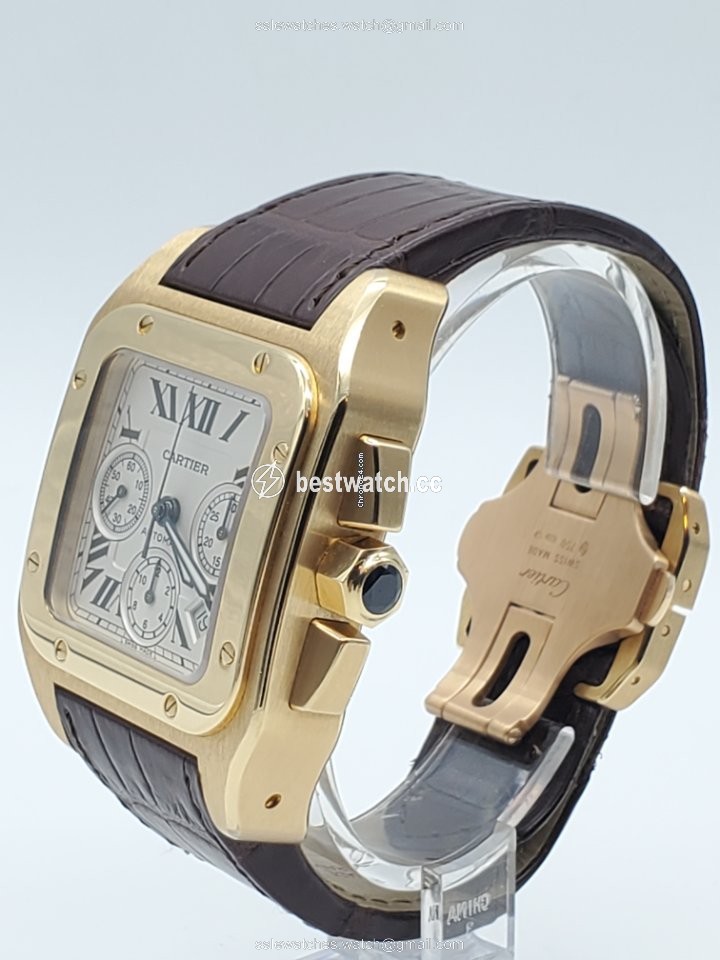 IMG_9086 Cartier Santos 100 Mens watch Unisex Automatic Rose gold W20131Y1 3