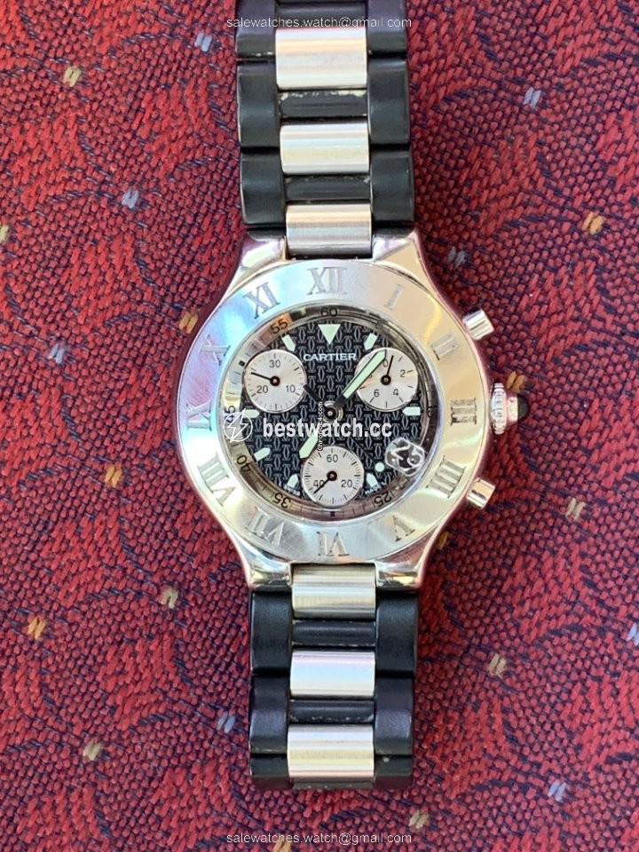 IMG_9086 Cartier 21 Chronoscaph Mens watch Unisex Quartz Steel W10198U2 3