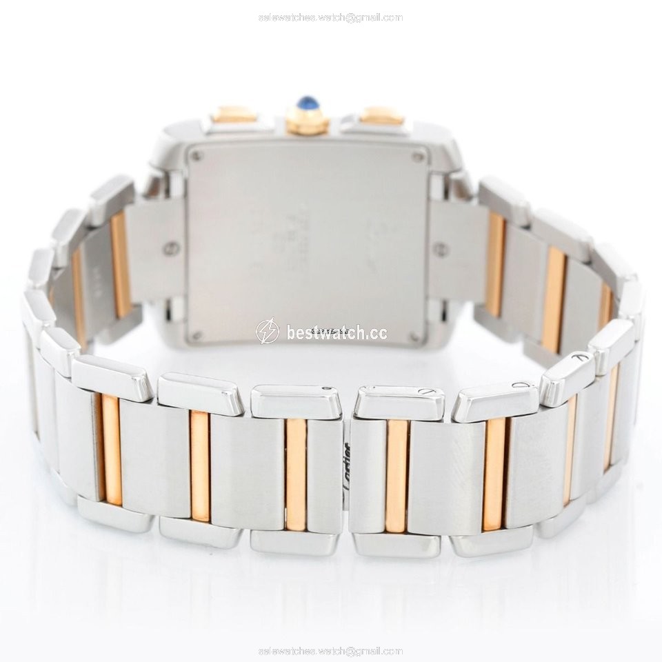 IMG_9086 Cartier Tank Francaise Mens watch Unisex Quartz Gold Steel CRW51004Q4 3