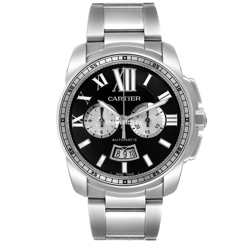 IMG_9086 Cartier Calibre de Cartier Chronograph Mens watch Unisex Automatic Steel W7100061 3