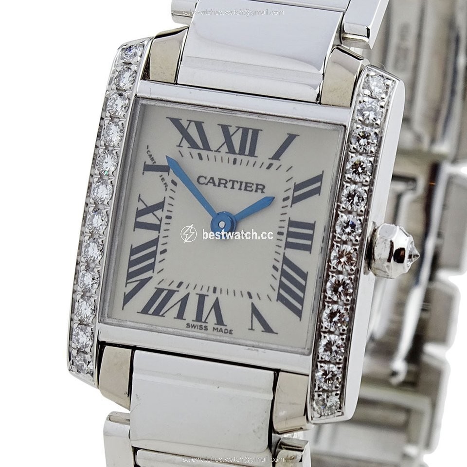 IMG_9086 Cartier Tank Francaise Mens watch Unisex Quartz White gold WE1002SE 3