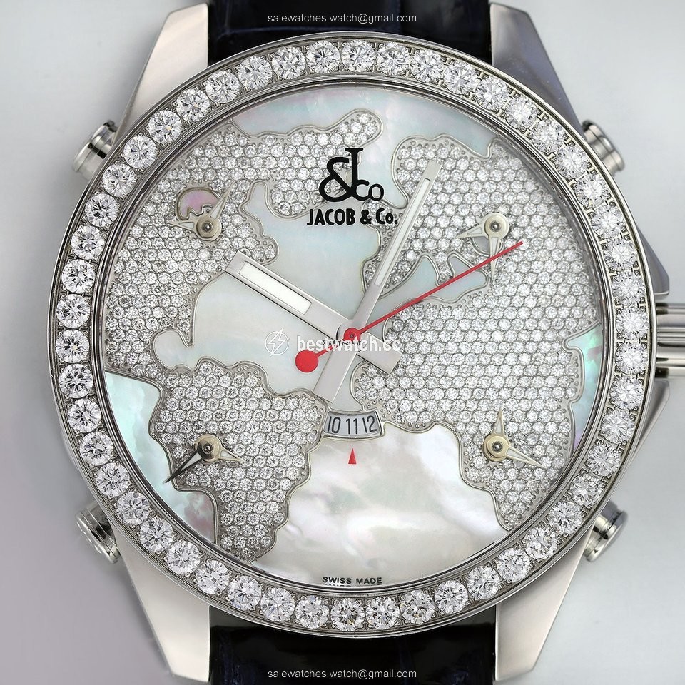 Jacob & Co. Five Time Zone Womens watch Quartz Steel JC-47WW 3.25ct bezel 3