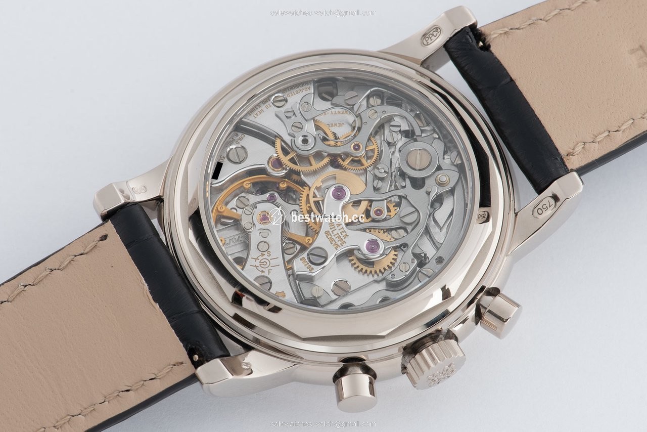 IMG_9086 Patek Philippe Perpetual Calendar Chronograph Mens watch Unisex Manual winding White gold 3970 G 3