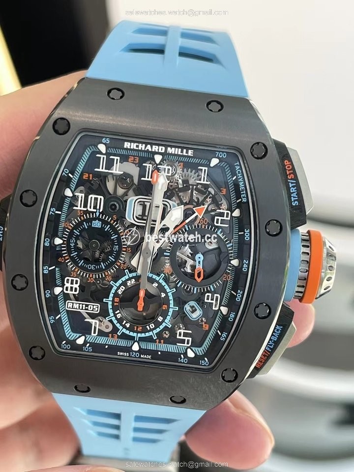Richard Mille RM 011 Mens watch Unisex Automatic Carbon RM11-05 Automatic Winding Flyback Chronograph Gmt 3