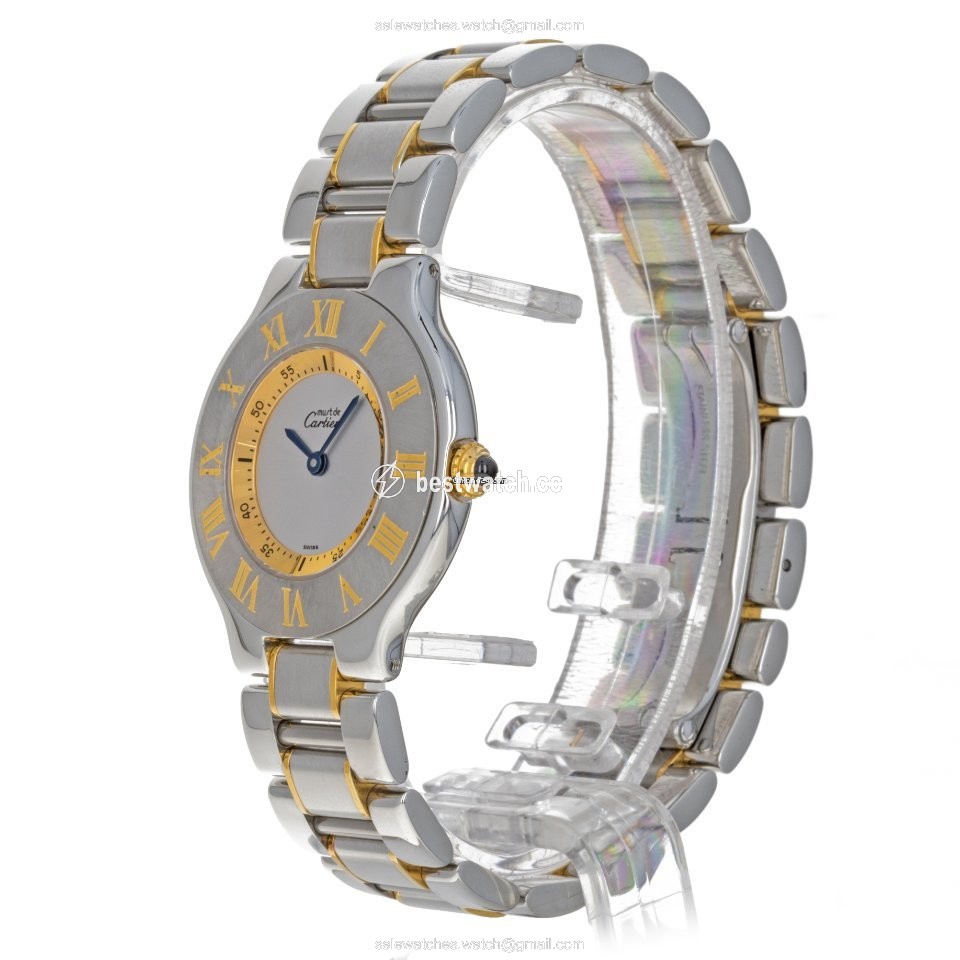 IMG_9086 Cartier 21 Must de Cartier Womens watch Quartz Gold Steel W10072R6 1330 3