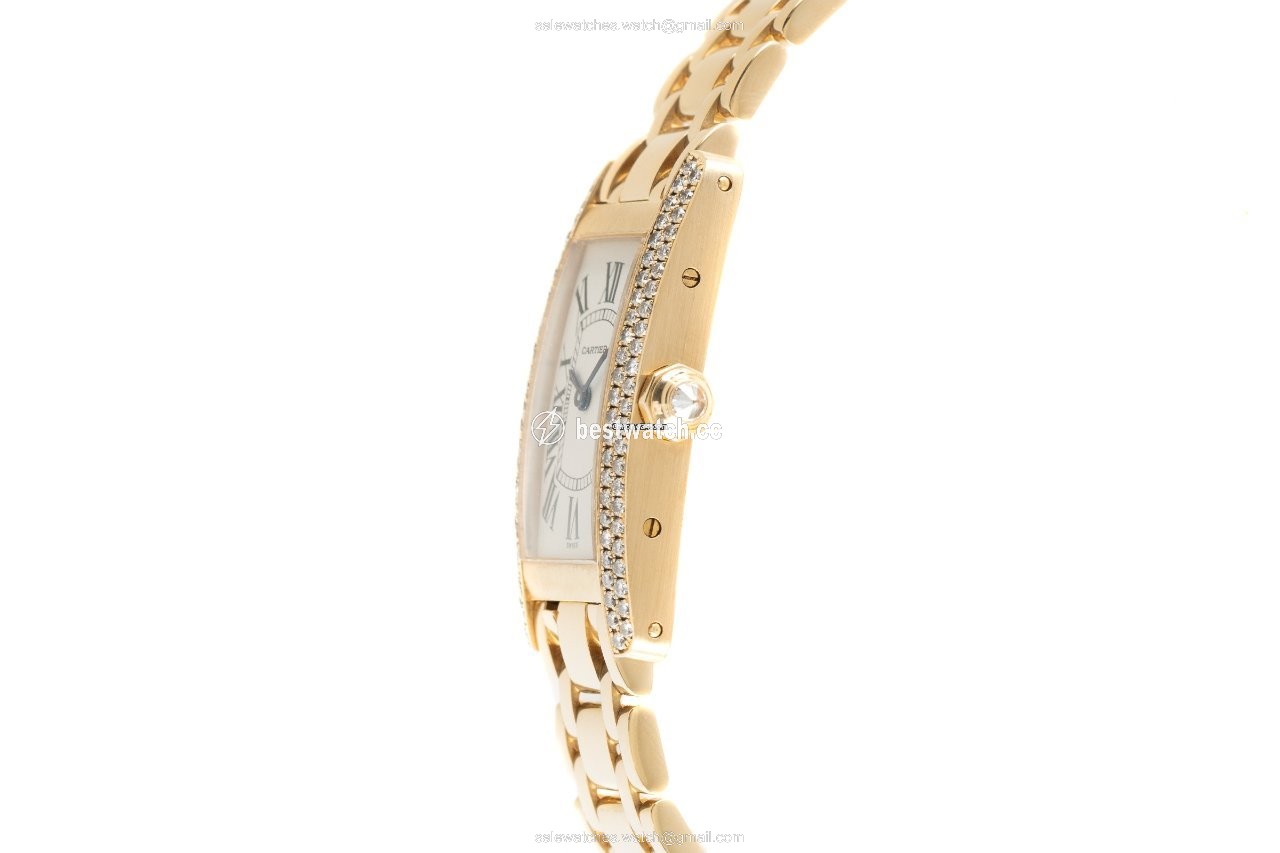 IMG_9086 Cartier Tank Americaine Womens watch Quartz Yellow gold 1711 1 3