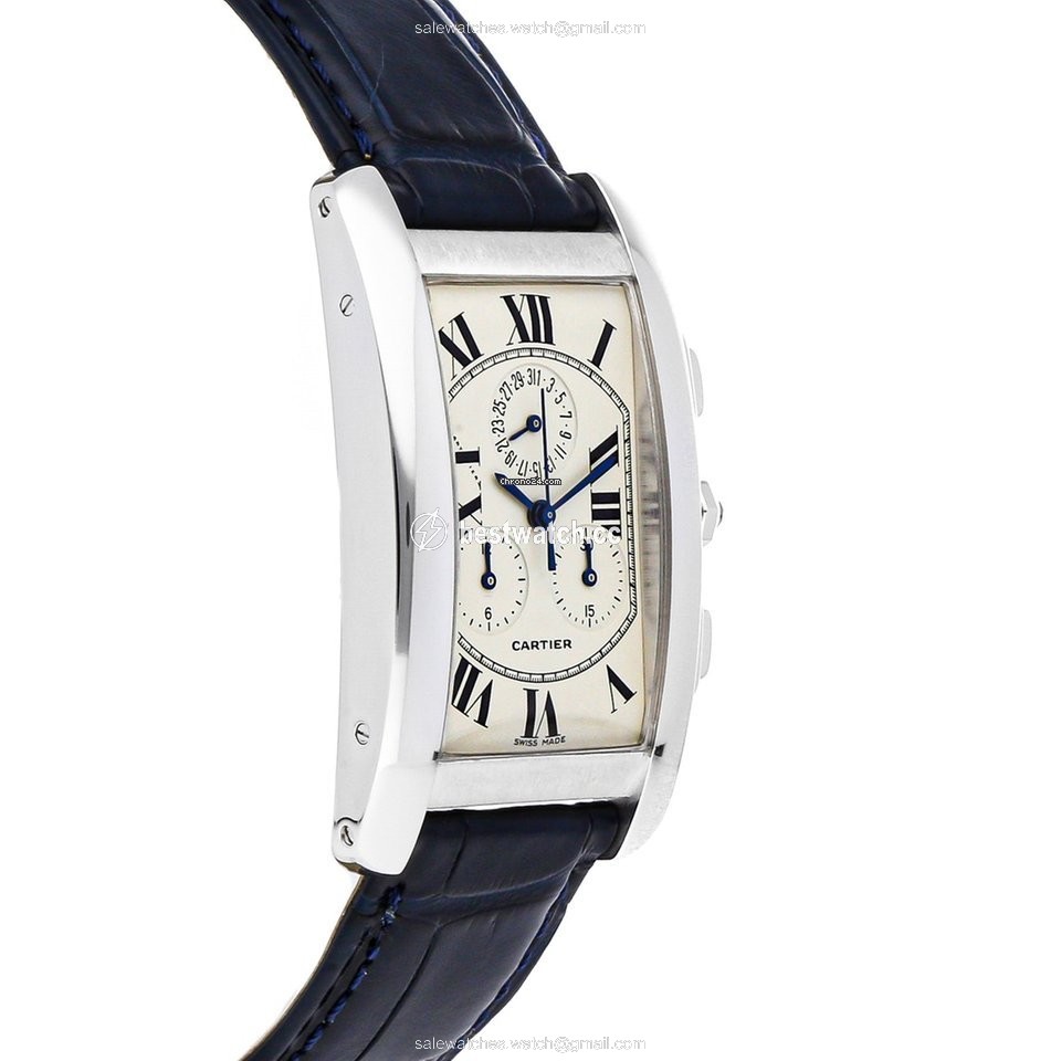 IMG_9086 Cartier Tank Americaine Mens watch Unisex Quartz White gold W2603356 3