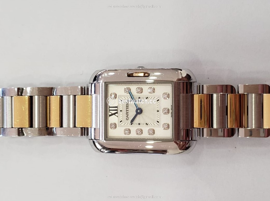 Cartier Tank Anglaise Womens watch Quartz Gold Steel 3485 3