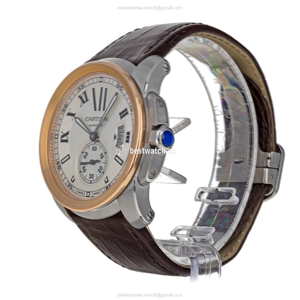 IMG_9086 Cartier Calibre de Cartier Mens watch Unisex Automatic Gold Steel W7100039 3389 3