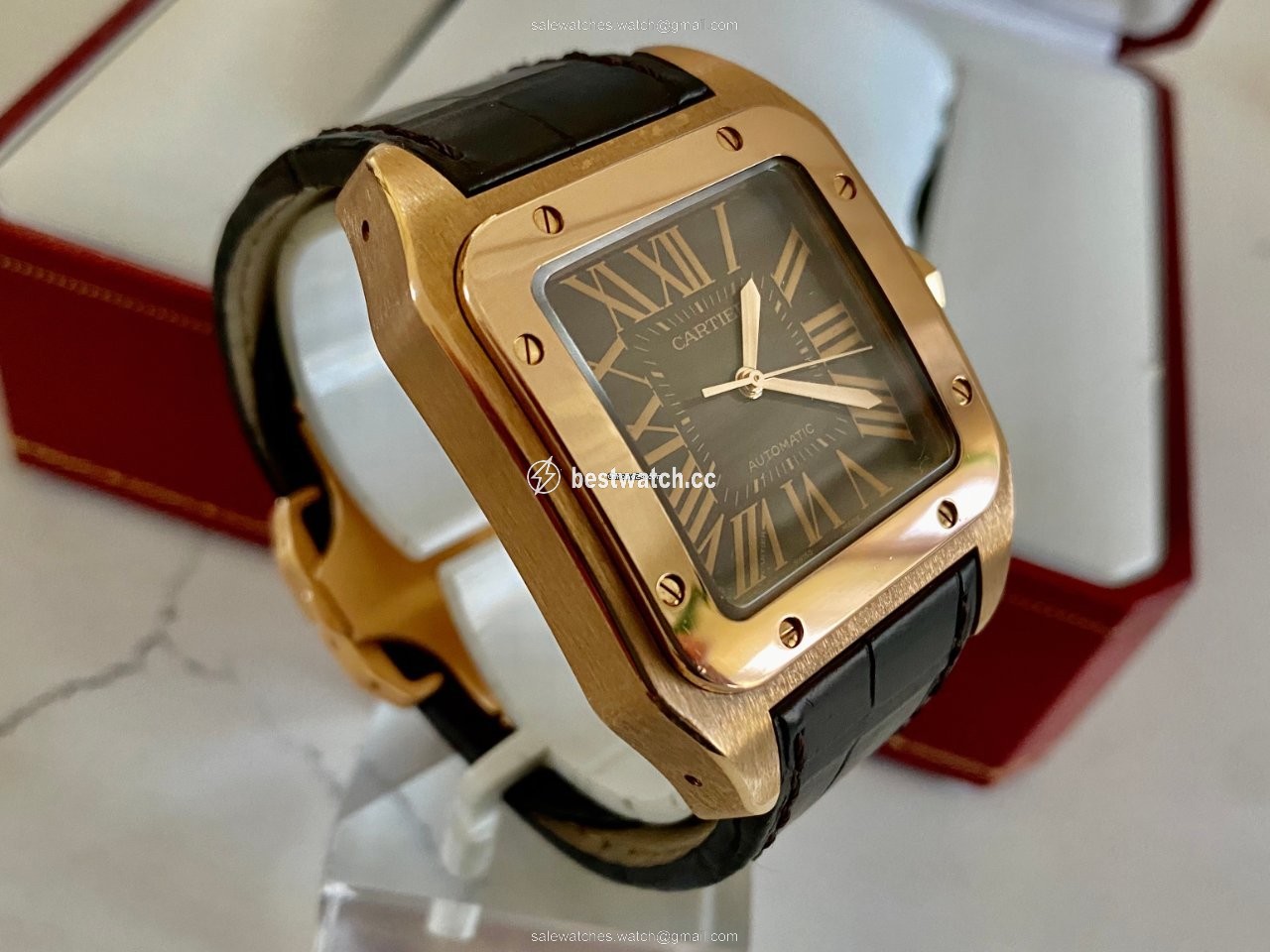 Cartier Santos 100 Mens watch Unisex Automatic Rose gold 2792 3