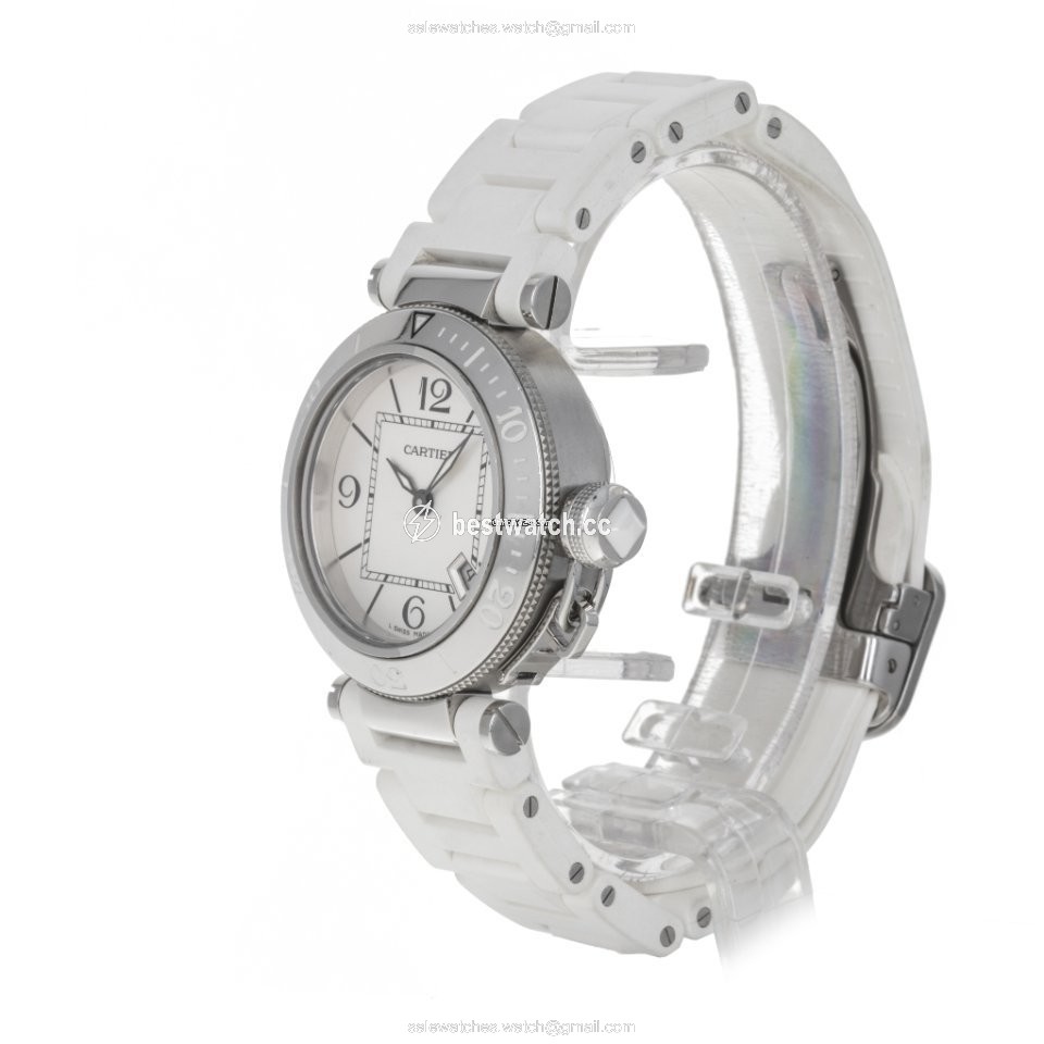 IMG_9086 Cartier Pasha Seatimer Womens watch Quartz Steel W3140002 3025 3
