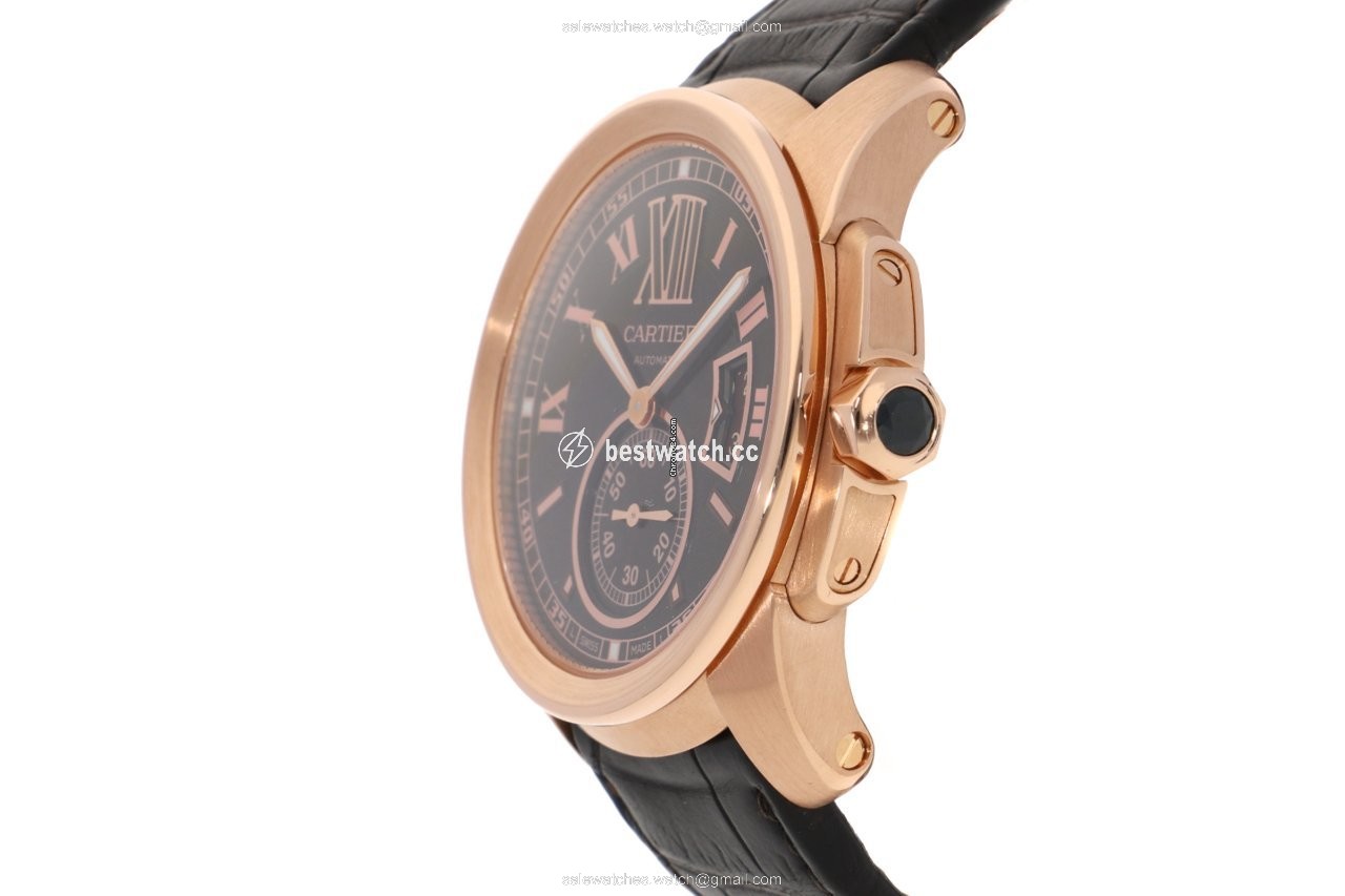 IMG_9086 Cartier Calibre de Cartier Mens watch Unisex Automatic Red gold W7100007 3