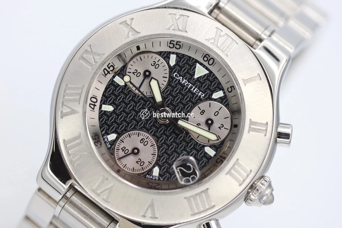 IMG_9086 Cartier 21 Chronoscaph Mens watch Unisex Automatic Steel 2424 3