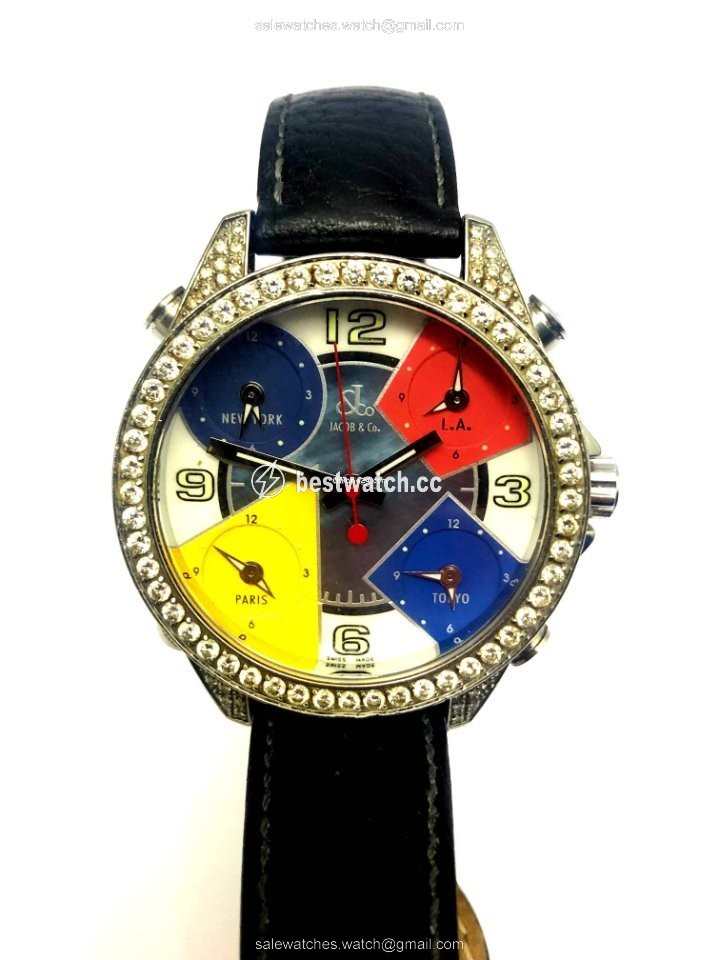 Jacob & Co. Five Time Zone Mens watch Unisex Quartz Steel JC-4 3
