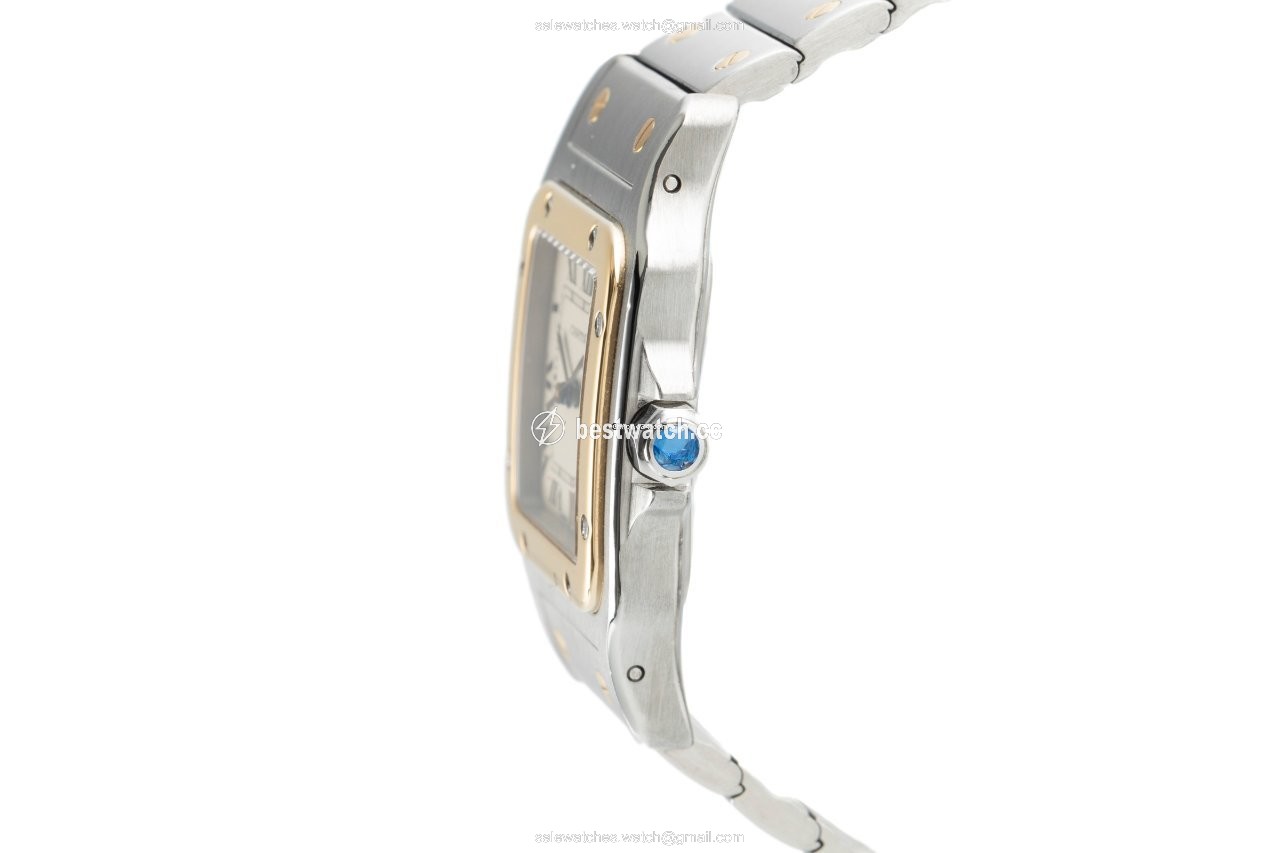 IMG_9086 Cartier Santos Galbee Mens watch Unisex Quartz Gold Steel 187901 3