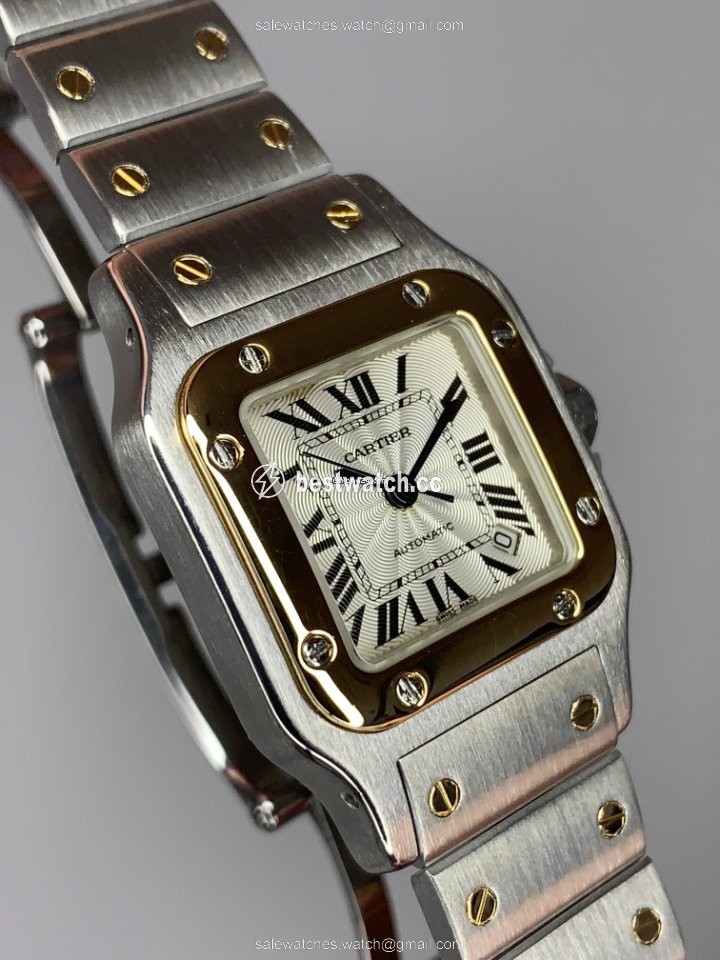 IMG_9086 Cartier Santos Galbee Womens watch Automatic Gold Steel 2423 3