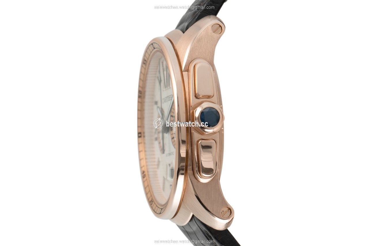 IMG_9086 Cartier Calibre de Cartier Chronograph Mens watch Unisex Automatic Red gold W7100044 3