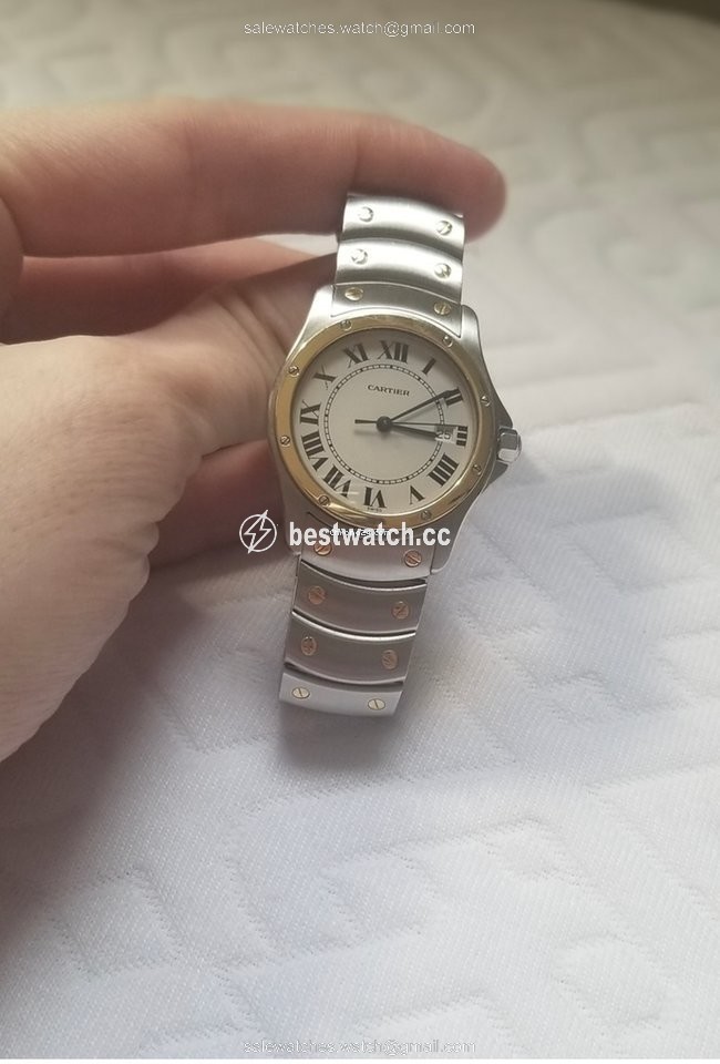 IMG_9086 Cartier Santos Womens watch Quartz Gold Steel 1551 3