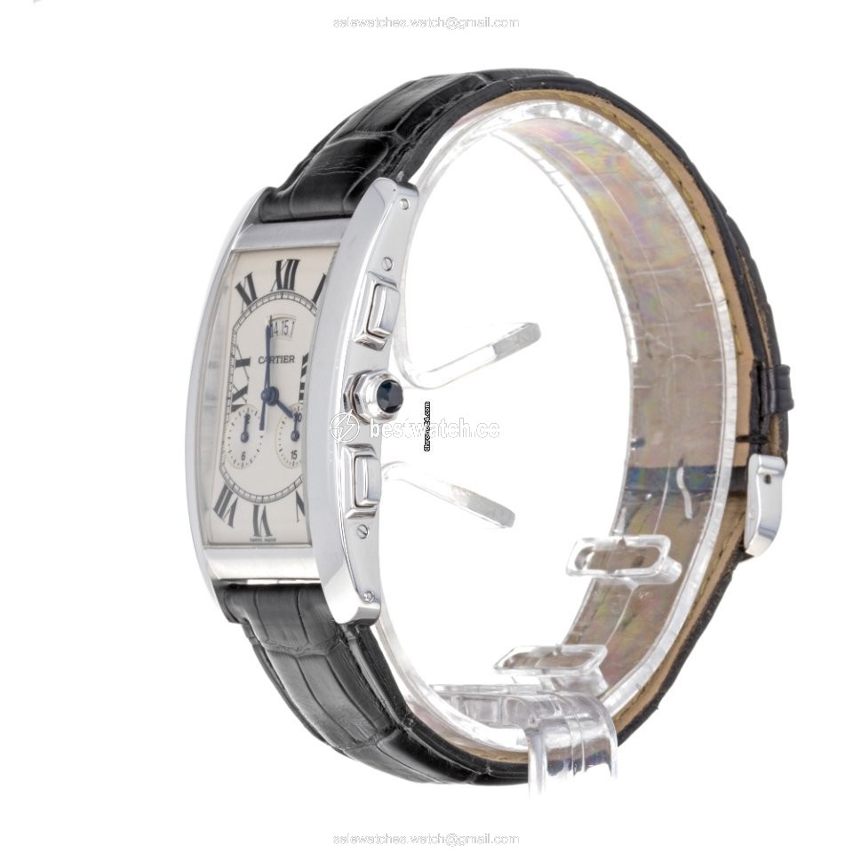 IMG_9086 Cartier Tank Americaine Mens watch Unisex Quartz White gold 2569 W007976 3