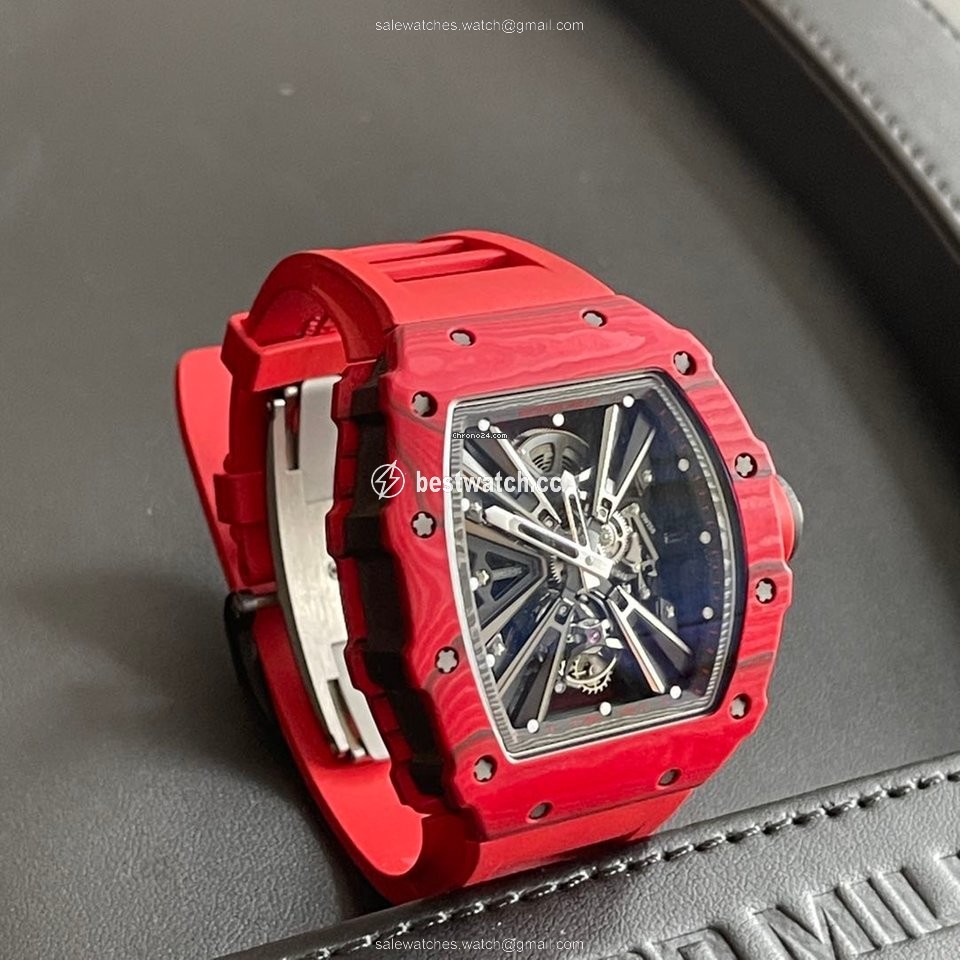 Richard Mille Mens watch Unisex Automatic Carbon Richard Mille RM 12-01 Tourbillon Red Quartz Tpt 3