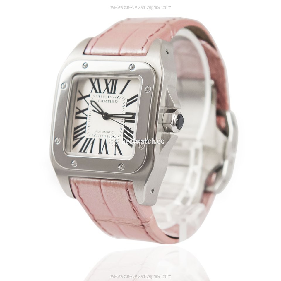 IMG_9086 Cartier Santos 100 Womens watch Automatic Steel W20126X8 3
