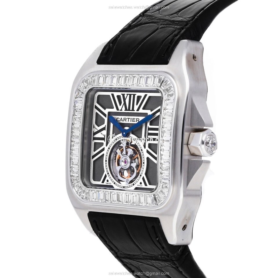 IMG_9086 Cartier Santos 100 Mens watch Unisex Manual winding White gold HPI00312 3
