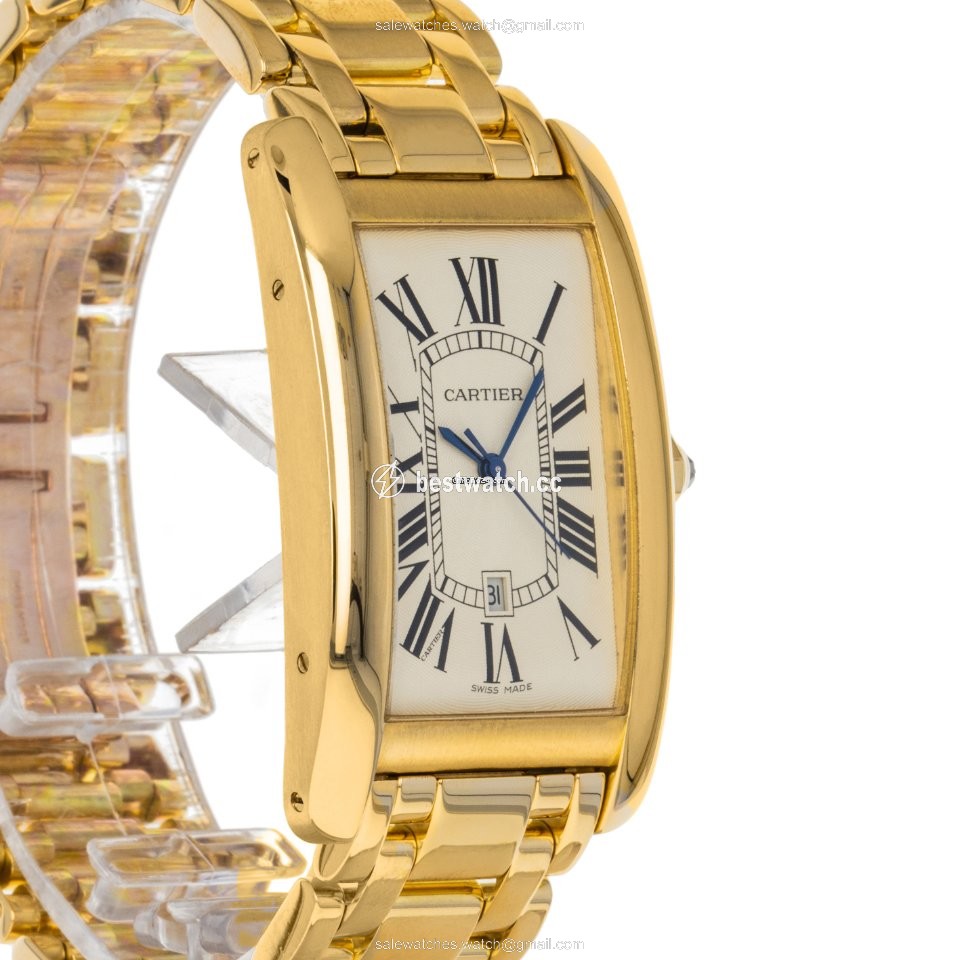 IMG_9086 Cartier Tank Americaine Mens watch Unisex Automatic Yellow gold W26031K2 1740 3