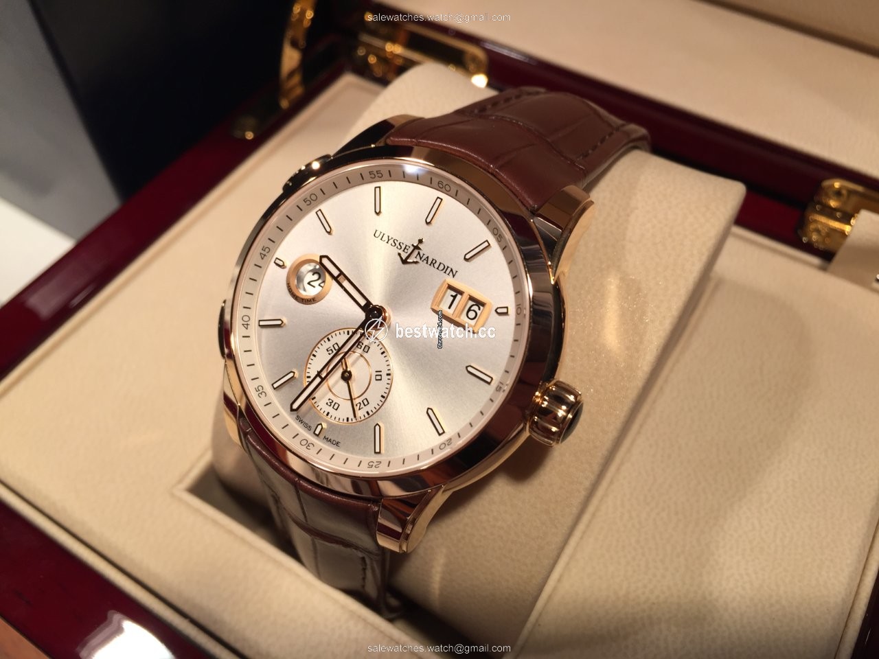 IMG_9086 Ulysse Nardin Dual Time Mens watch Unisex Automatic Rose gold 3346-126 3