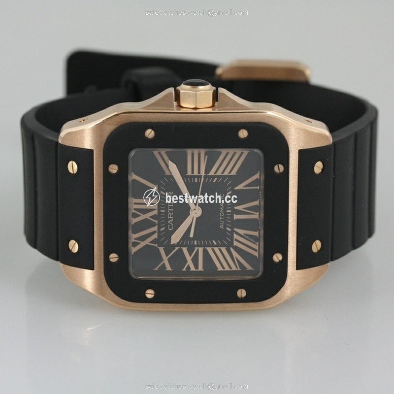 IMG_9086 Cartier Santos 100 Mens watch Unisex Automatic Rose gold W20124U2 3