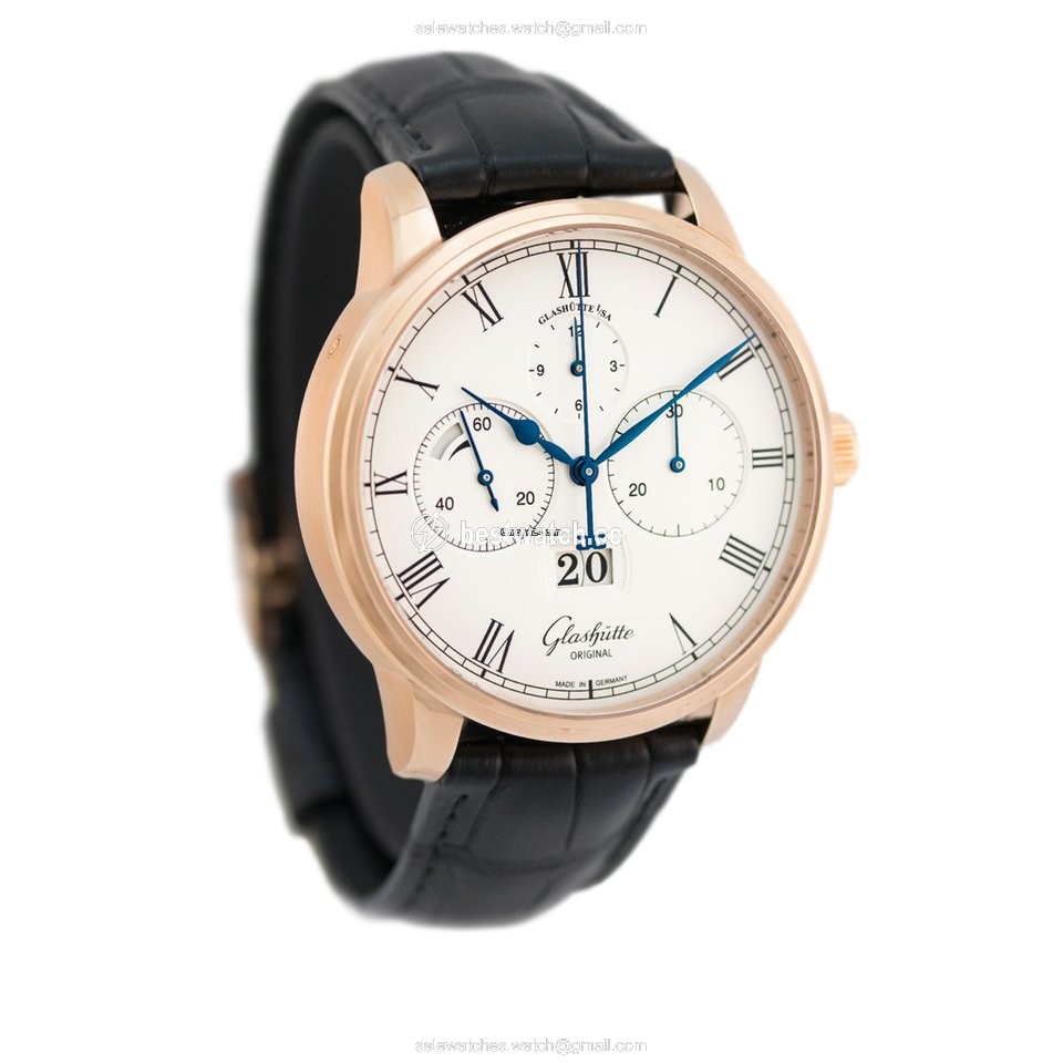 IMG_9086 Glashutte Original Senator Chronograph Panorama Date Mens watch Unisex Automatic Red gold 1-37-01-01-05-30 or 37-01-01-05-30 3