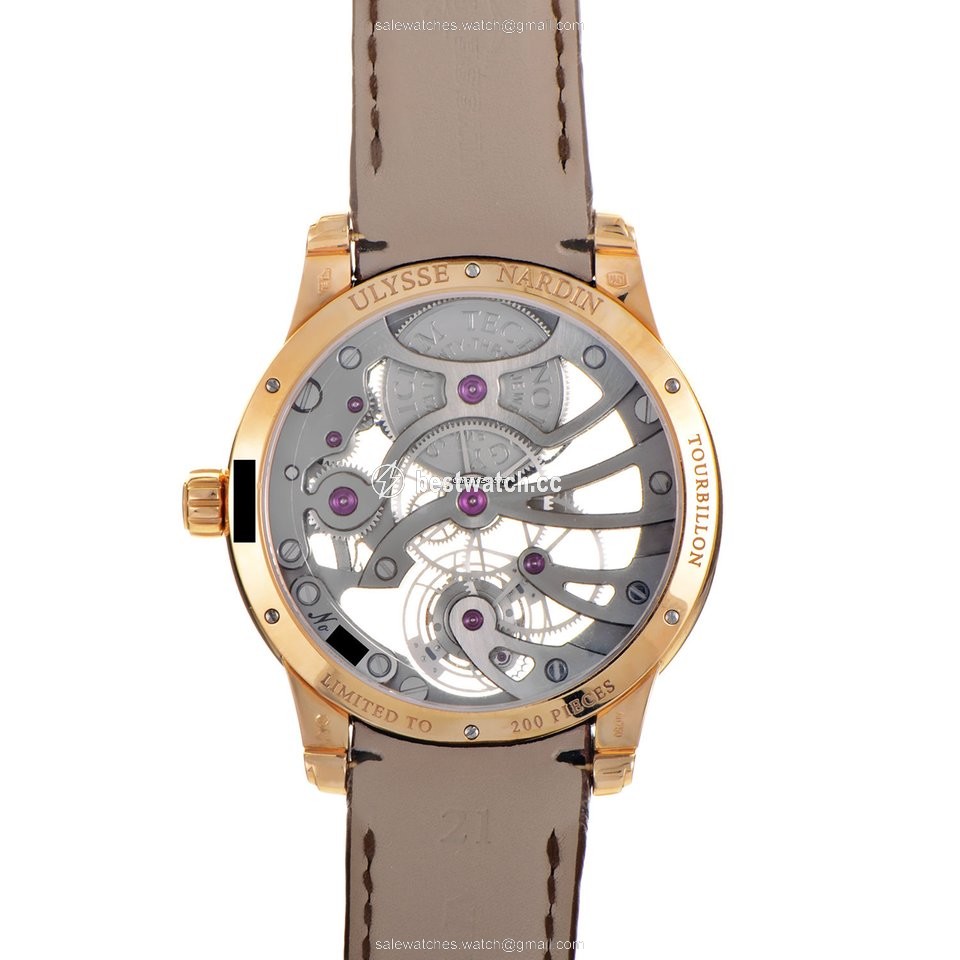 IMG_9086 Ulysse Nardin Classic Skeleton Tourbillon Mens watch Unisex Manual winding Rose gold 1706-129 3