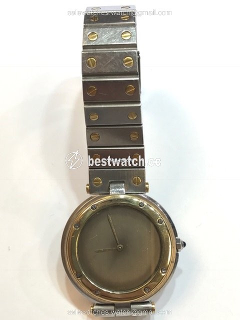 IMG_9086 Cartier Santos Mens watch Unisex Quartz Gold Steel AC 14,90g or 0.750 2.80gr 3