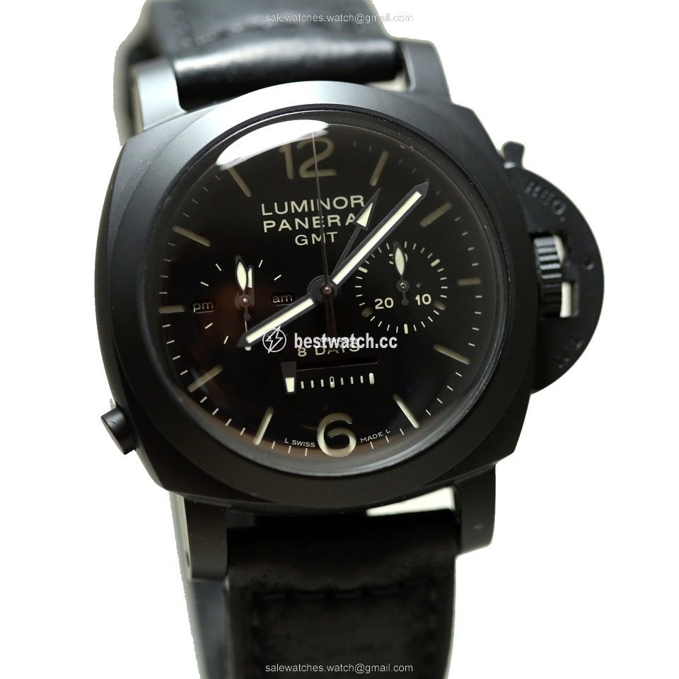 IMG_9086 Panerai Luminor 1950 8 Days Chrono Monopulsante GMT Mens watch Unisex Manual winding Ceramic PAM 00317 3