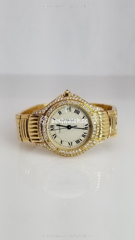 IMG_9086 Cartier Cougar Womens watch Quartz Yellow gold 16413 3