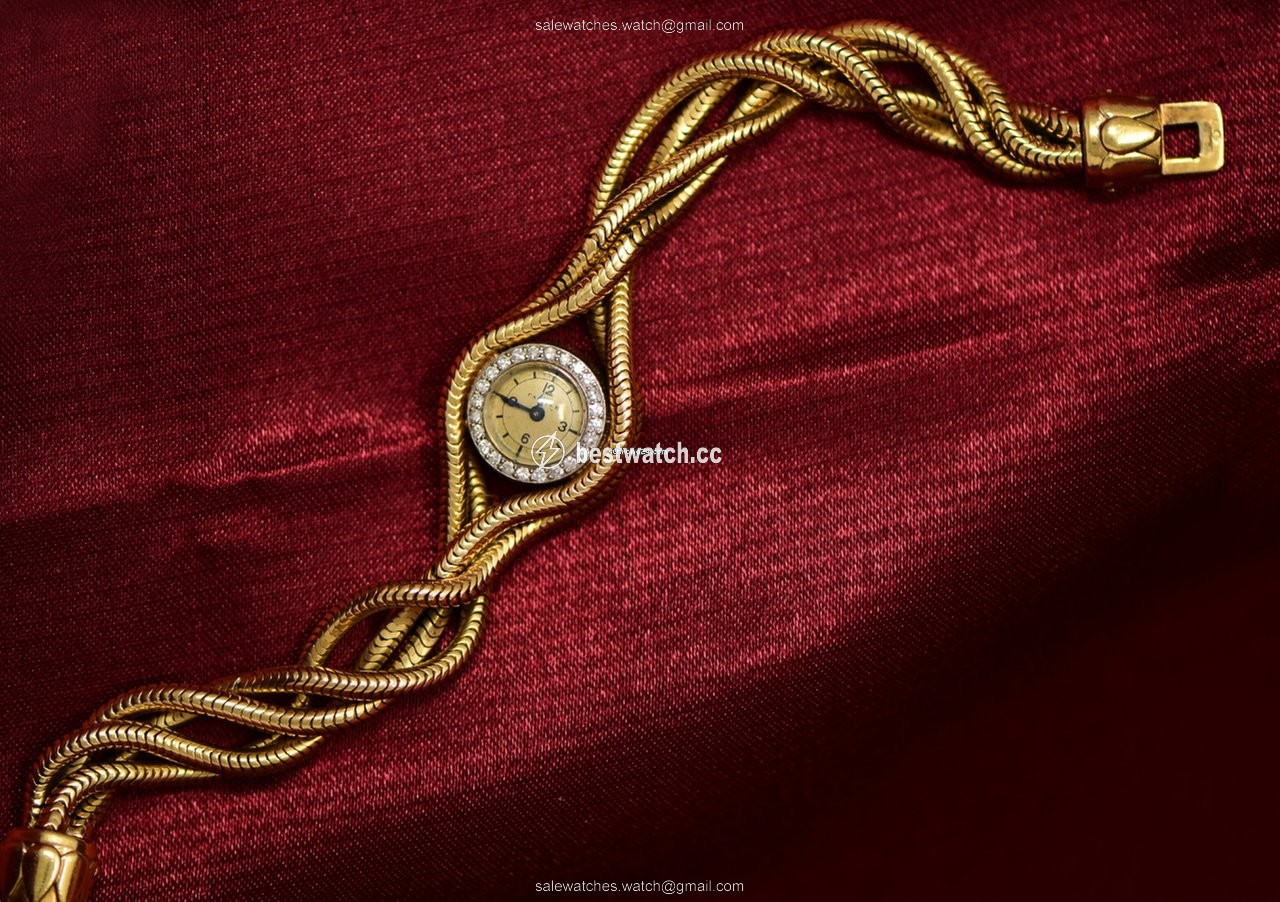 Cartier Womens watch Manual winding Yellow gold RARE 1940S DIAMOND SET PLATINUM, 18KT YG TRIPLE TWIST WATCH 3
