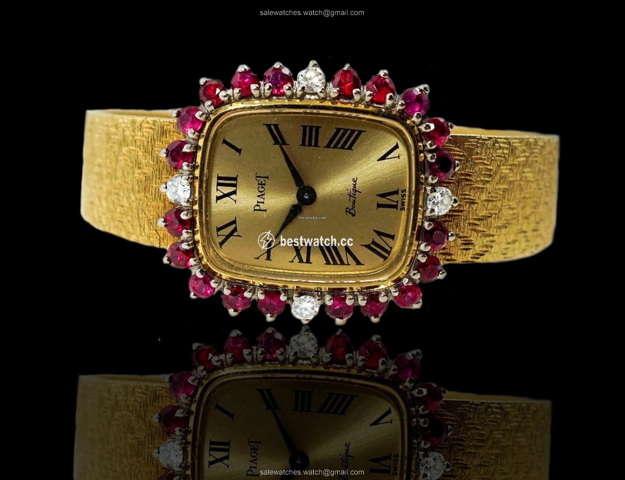 Piaget Mens watch Unisex Manual winding Yellow gold 1970s Rare Ruby & Diamond Set 18 Kt Yellow Gold Wristwatch 3