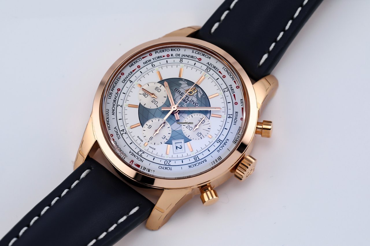 IMG_9081 Breitling Transocean Chronograph Unitime Mens watch Unisex Automatic Rose gold RB0510U0 A733 Replica 4