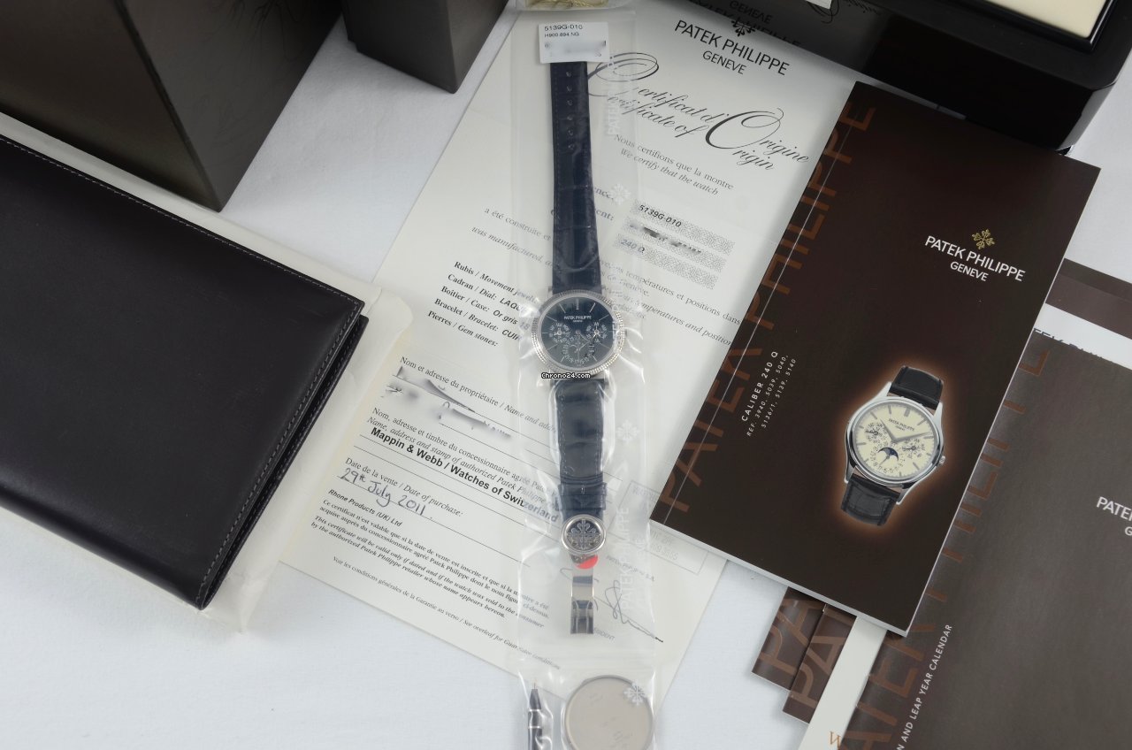 IMG_9081 Patek Philippe Perpetual Calendar Mens watch Unisex Automatic White gold 5139G-010 Replica 4
