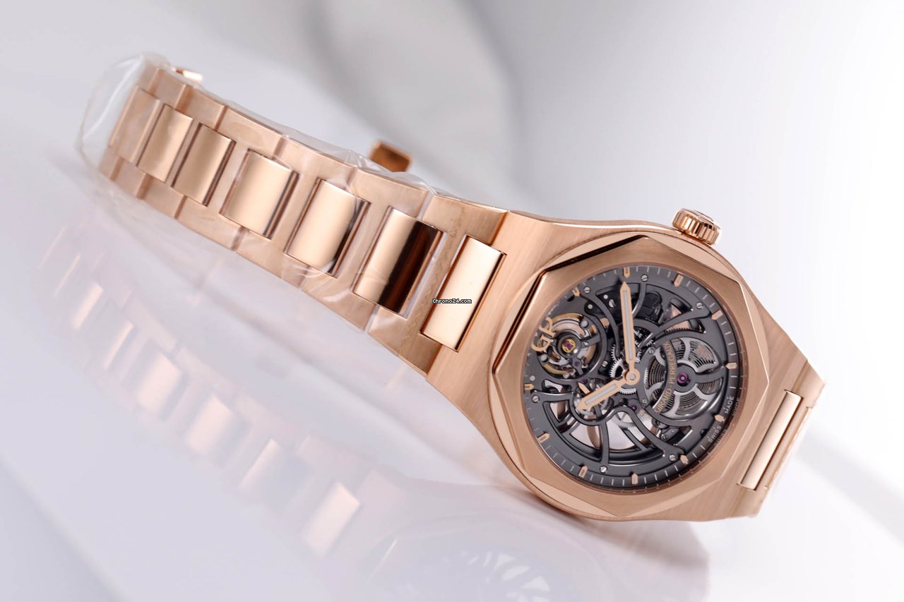 IMG_9081 Girard Perregaux Laureato Mens watch Unisex Automatic Rose gold 81015-52-002-52A Replica 4