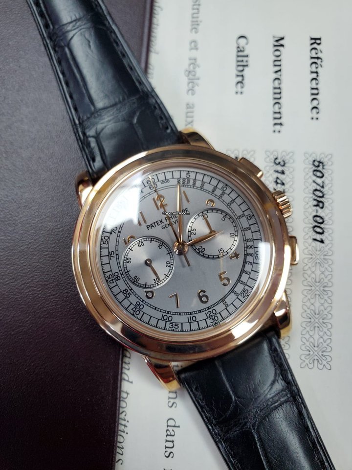 Patek Philippe Chronograph Mens watch Unisex Manual winding Rose gold 5070R Replica 4