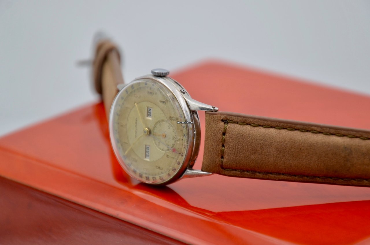 IMG_9081 Movado Mens watch Unisex Manual winding Steel Movado triple calendar vintage Replica 4