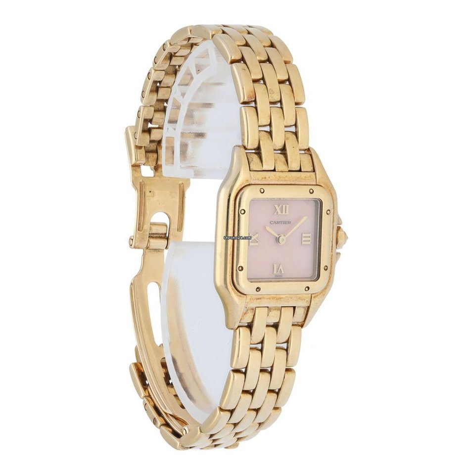 IMG_9081 Cartier Panthere Womens watch Quartz Yellow gold 7313 Replica 4