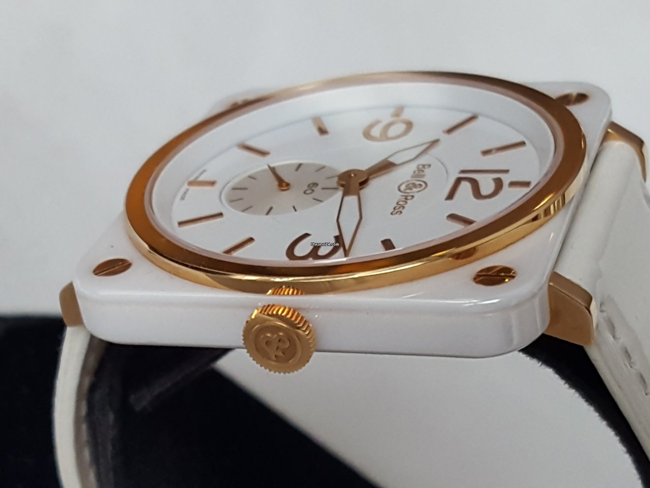 IMG_9081 Bell & Ross BR S Mens watch Unisex Quartz Rose gold BRS-98-WCR Replica 4