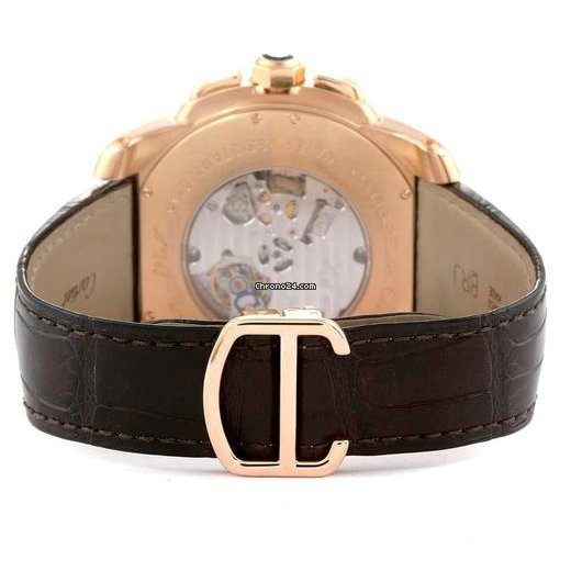 IMG_9081 Cartier Calibre de Cartier Chronograph Mens watch Unisex Automatic Rose gold W7100004 Replica 4
