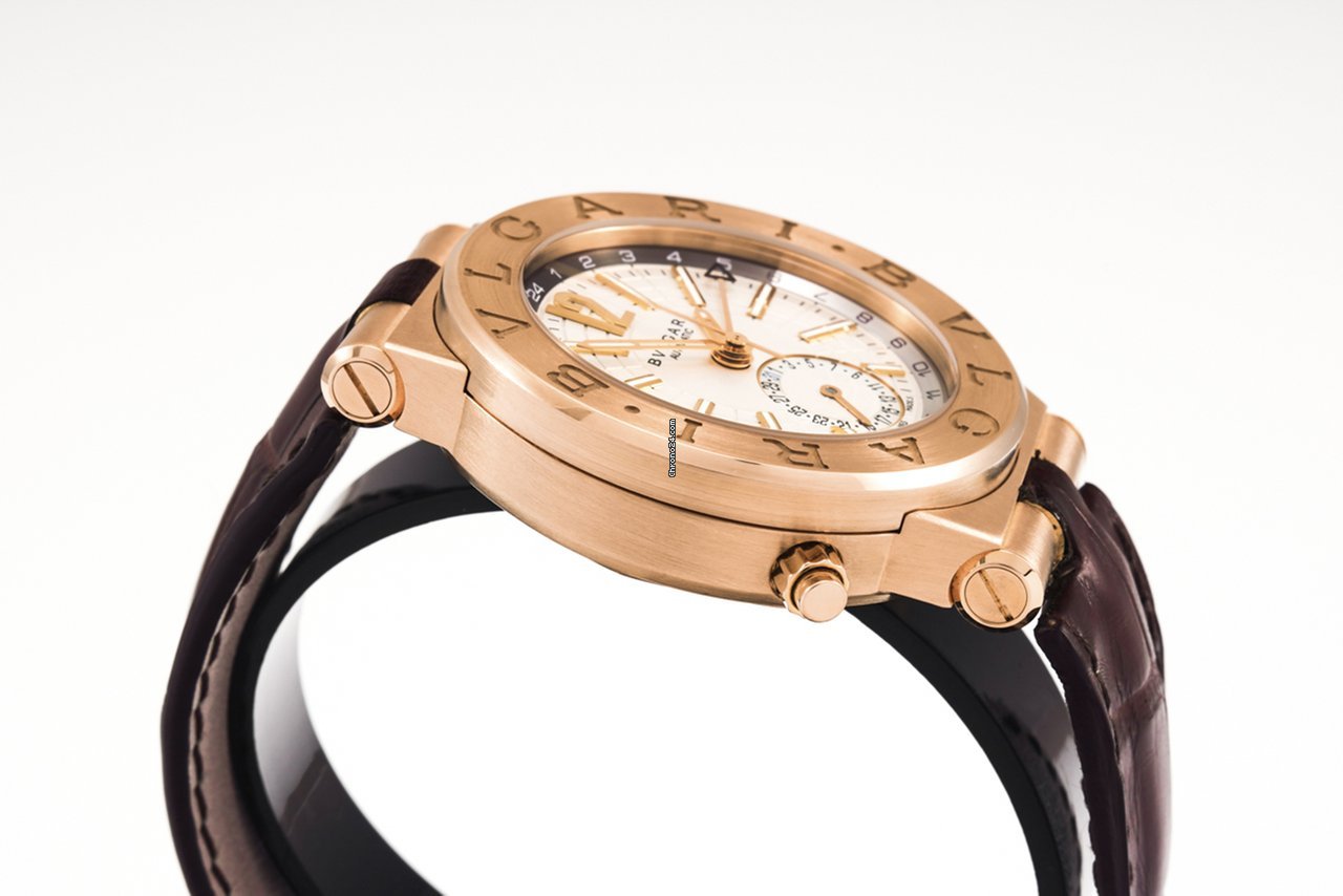 IMG_9081 Bulgari Diagono Mens watch Unisex Automatic Rose gold DGP 40 G GMT Replica 4