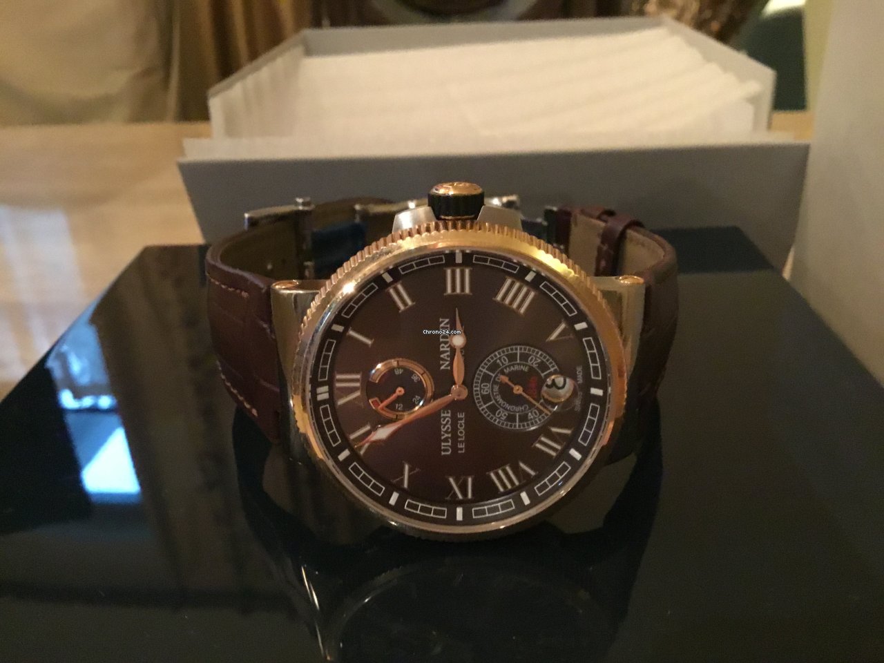 IMG_9081 Ulysse Nardin Marine Chronometer Manufacture Mens watch Unisex Automatic Gold Steel 1185-126 45 Replica 4