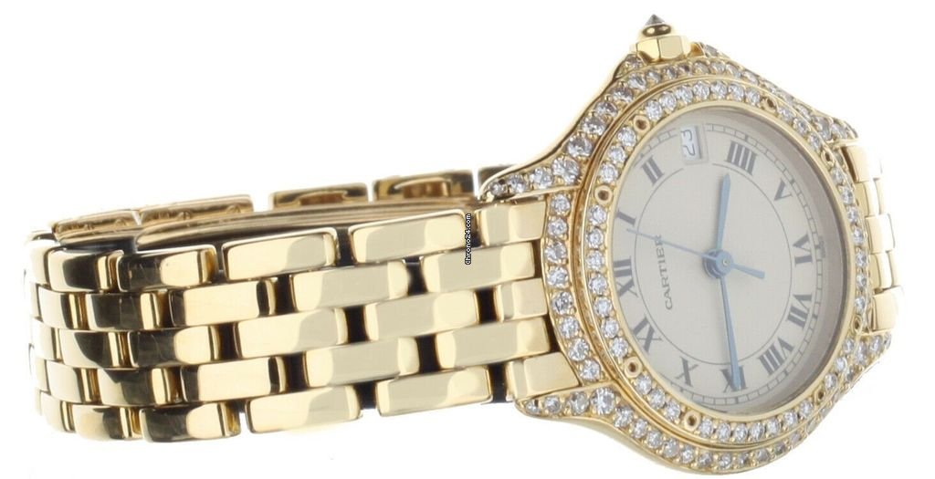 IMG_9081 Cartier Cougar Mens watch Unisex Quartz Yellow gold 887907 Replica 4