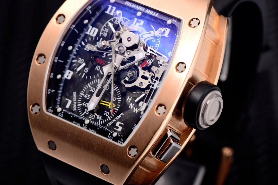 Richard Mille Mens watch Unisex Manual winding Rose gold Richard Mille RM004 AG PG 18K rose gold Full set Replica 4